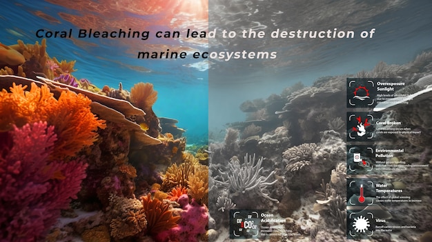 Foto gratuita ilustración de la amenaza de blanqueamiento de los corales