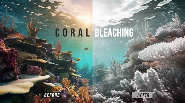 Foto gratuita ilustración de la amenaza de blanqueamiento de los corales