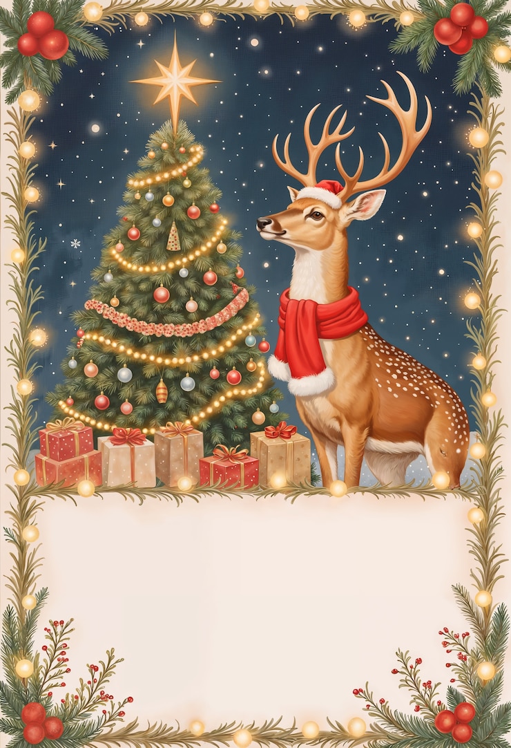 Foto gratuito ilustración de animales para navidad