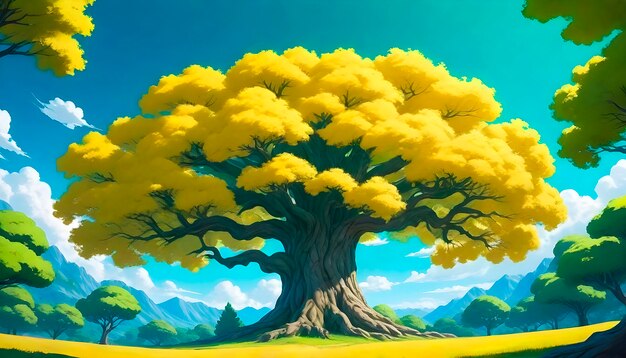 Ilustración de un árbol de anime