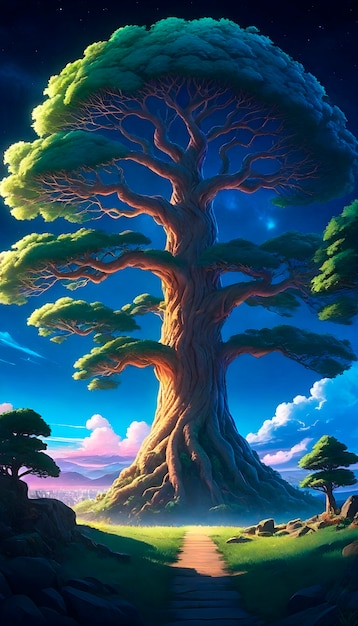 Foto gratuita ilustración de un árbol de anime