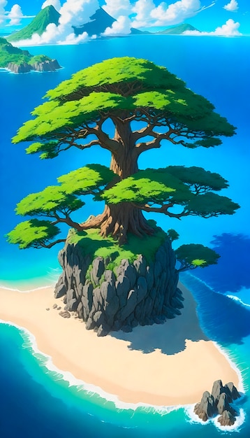 Ilustración de un árbol de anime