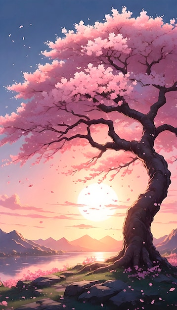 Ilustración de un árbol de anime