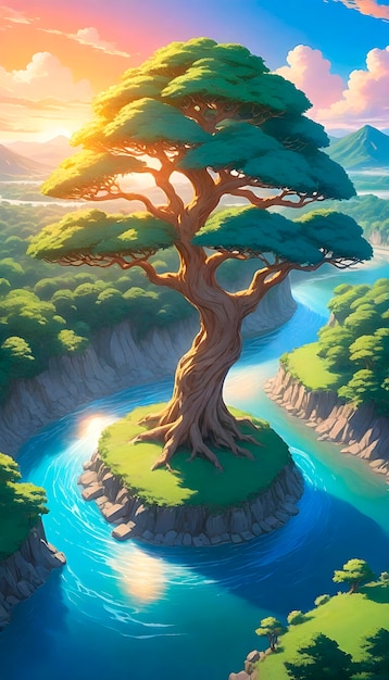 Foto gratuita ilustración de un árbol de anime