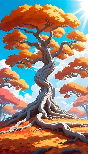 Ilustración de un árbol de anime