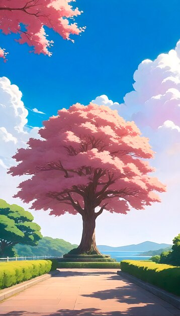 Ilustración de un árbol de anime