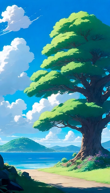 Ilustración de un árbol de anime