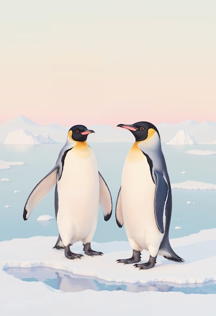 Ilustración artística de retratos de animales en color pastel