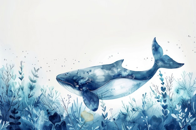 Foto gratuita ilustración de la ballena en acuarela