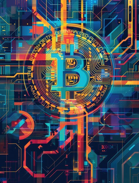Ilustración de Bitcoin del ciberpunk