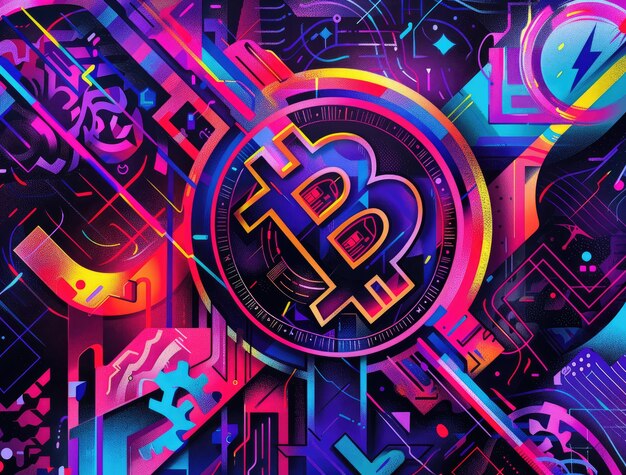 Ilustración de Bitcoin del ciberpunk