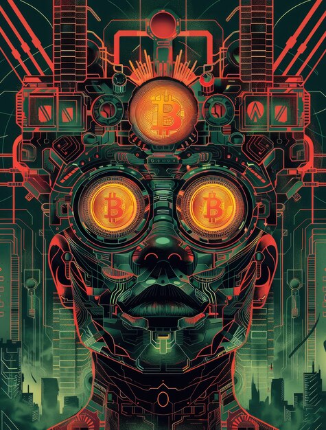 Ilustración de Bitcoin del ciberpunk