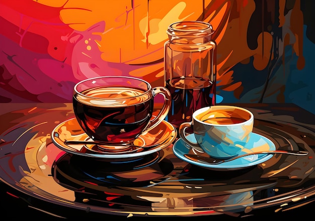 Ilustración de café de arte pop con estilo