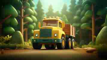 Foto gratuita ilustración de camiones de dibujos animados en 3d
