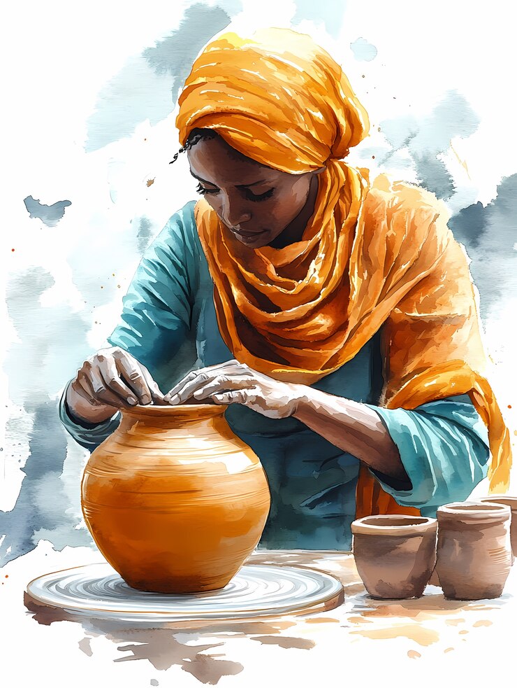 Foto gratuito ilustración de cerámica en acuarela