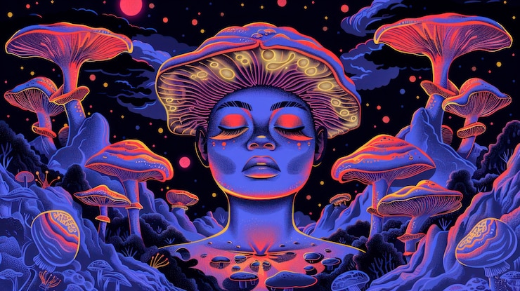 Foto gratuito ilustración de una chica psicodélica