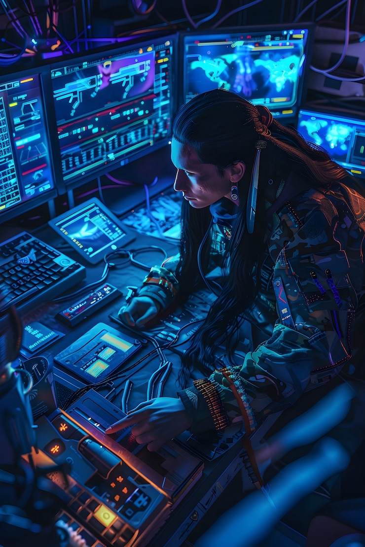 Foto gratuito ilustración de chico cyberpunk