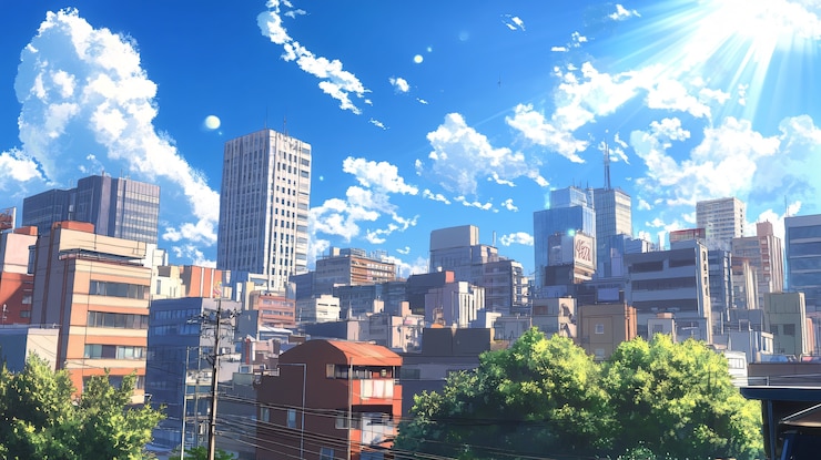 Foto gratuito ilustración de la ciudad del anime