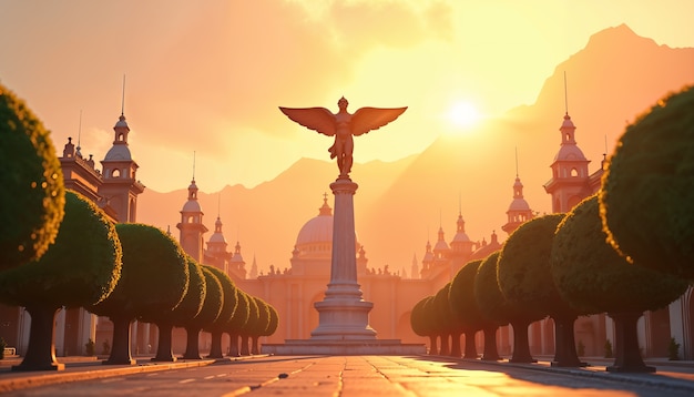 Ilustración de la ciudad de atracción turística