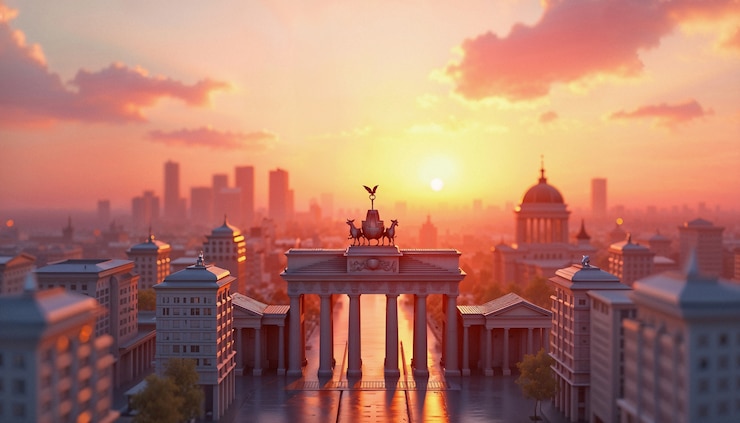 Ilustración de la ciudad de atracción turística