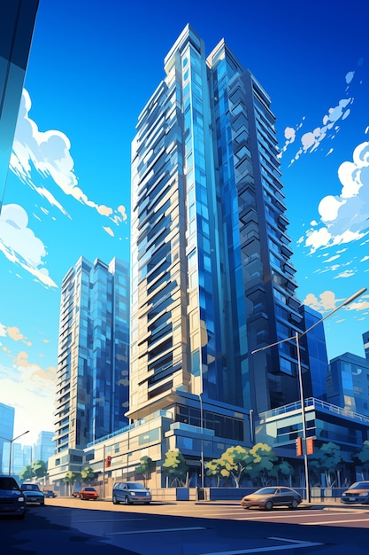 Foto gratuita ilustración de construcción de anime