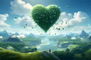 Foto gratuita ilustración de corazón verde de fantasía