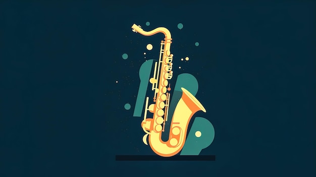 Foto gratuita ilustración creativa con emblema de saxofón y logotipo ai generativo