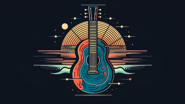 Ilustración creativa con IA generativa de guitarra eléctrica.