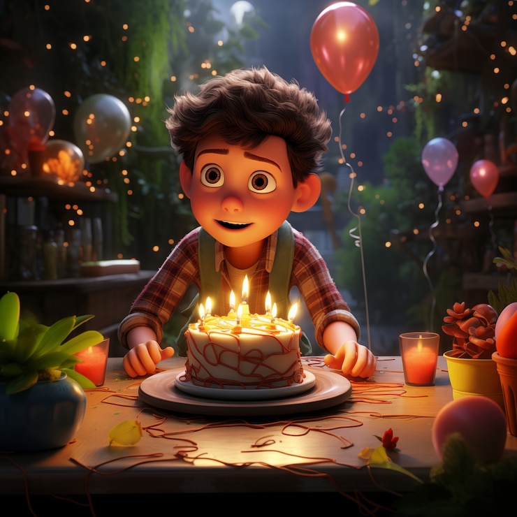 Foto gratuito ilustración de dibujos animados de celebración de cumpleaños en 3d