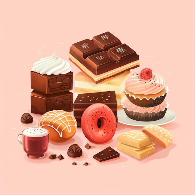 Foto gratuita ilustración de dibujos animados de chocolate