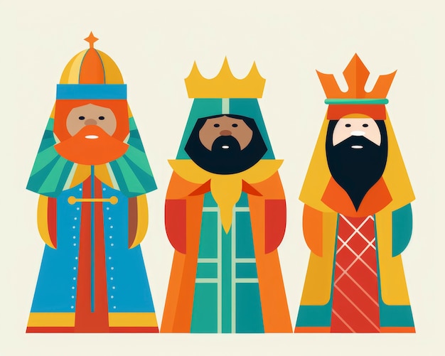 Foto gratuita ilustración de dibujos animados de la epifanía de los reyes magos