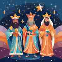 Foto gratuita ilustración de dibujos animados de la epifanía de los reyes magos