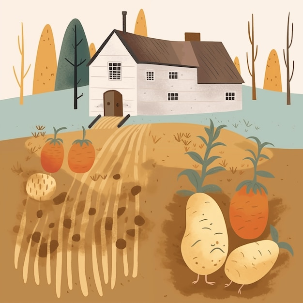 Ilustración de dibujos animados de paisajes agrícolas