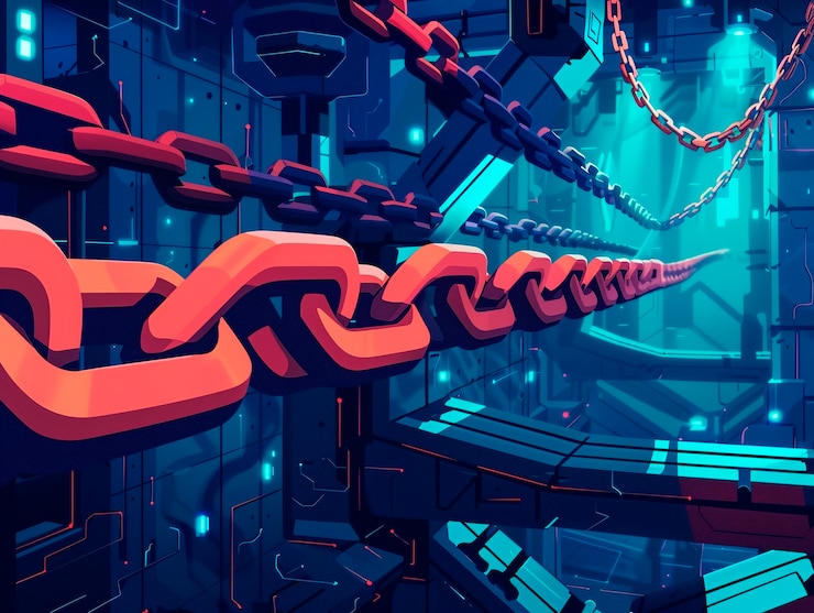 Foto gratuito ilustración de dibujos animados de la tecnología blockchain
