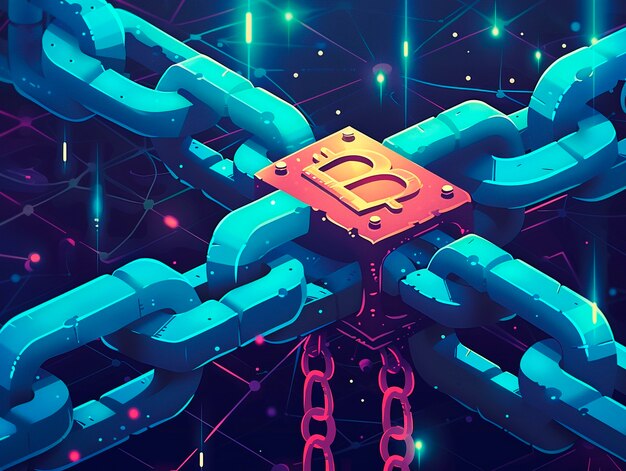 Ilustración de dibujos animados de la tecnología Blockchain