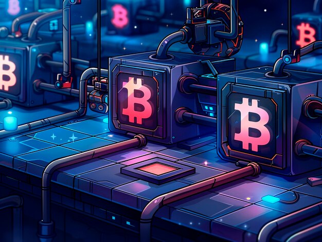 Ilustración de dibujos animados de la tecnología Blockchain