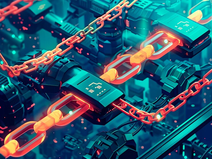 Foto gratuito ilustración de dibujos animados de la tecnología blockchain
