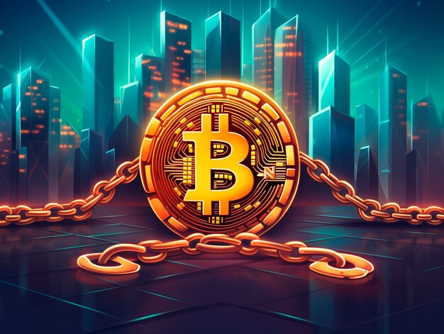 Ilustración de dibujos animados de la tecnología Blockchain