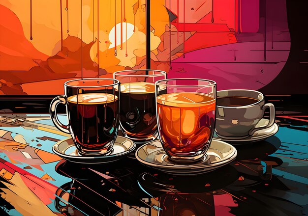 Foto gratuita ilustración de diseño de café de arte pop con estilo