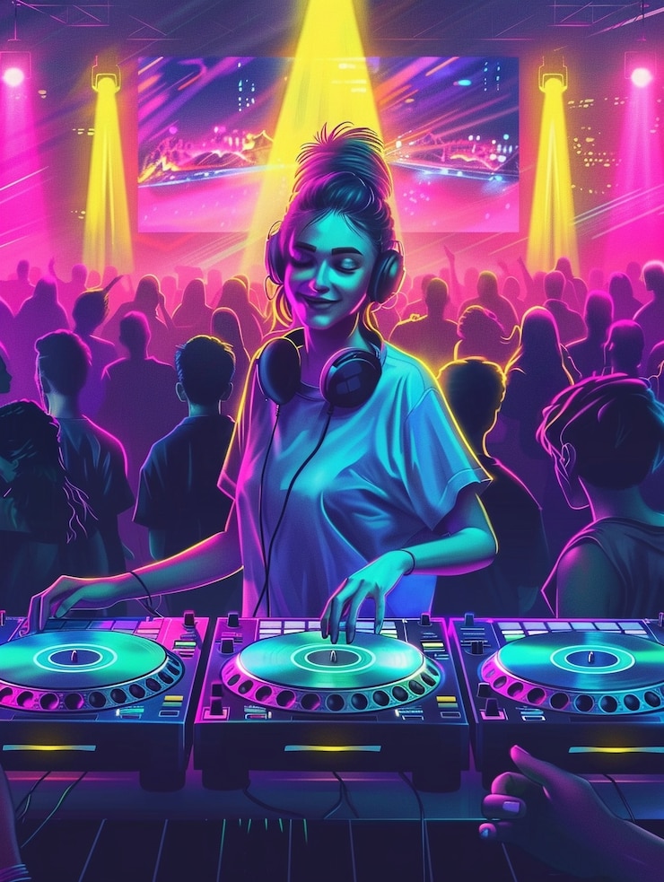 Foto gratuito ilustración de un dj cyberpunk