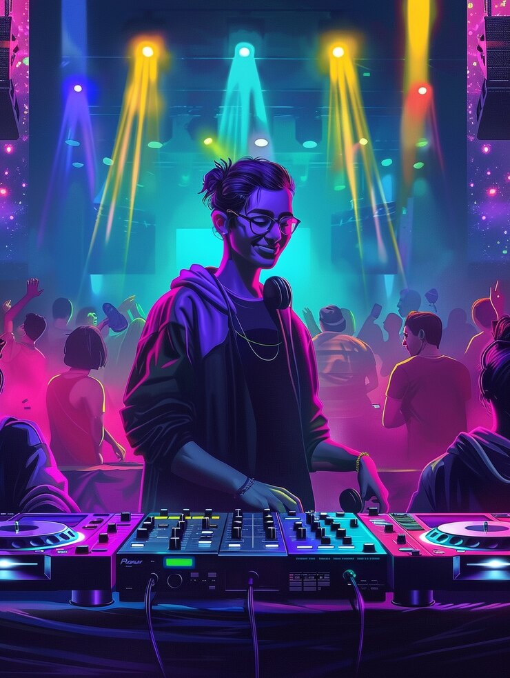Foto gratuito ilustración de un dj cyberpunk
