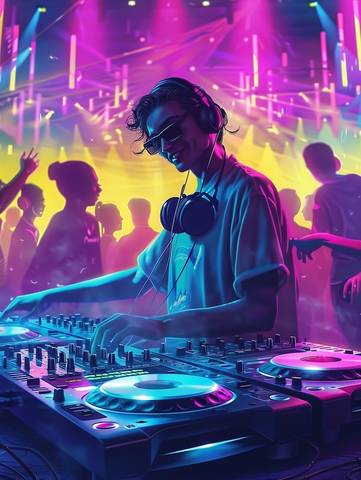 Foto gratuito ilustración de un dj cyberpunk