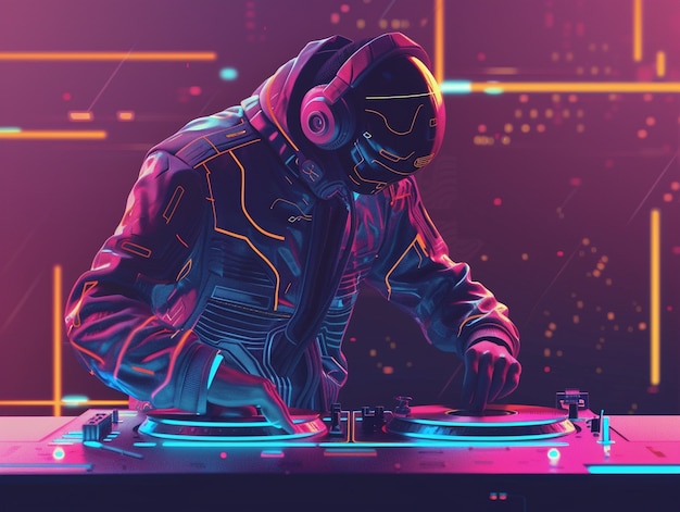 Ilustración de un DJ cyberpunk | Foto Gratis