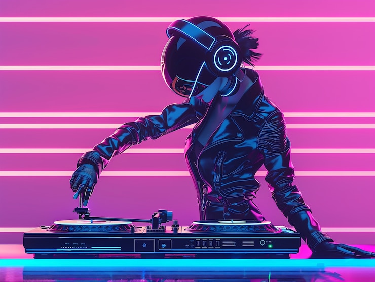 Foto gratuito ilustración de un dj cyberpunk