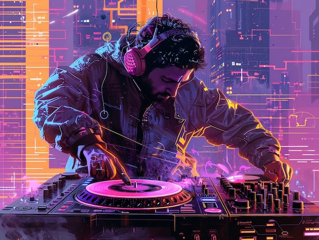 Ilustración de un DJ cyberpunk | Foto Gratis