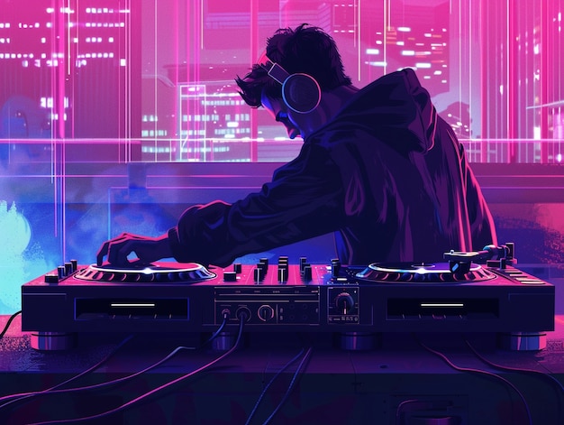 Ilustración de un DJ cyberpunk | Foto Gratis