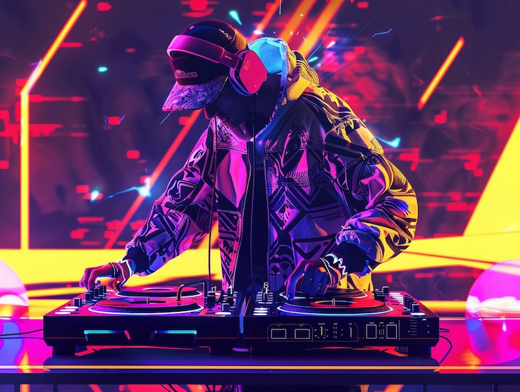 Foto gratuito ilustración de un dj cyberpunk