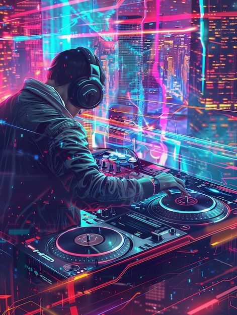 Ilustración de un DJ cyberpunk | Foto Gratis