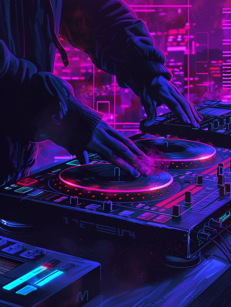 Foto gratuito ilustración de un dj cyberpunk