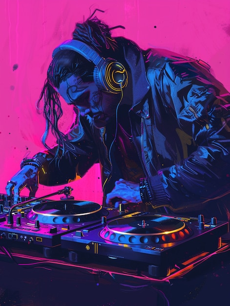 Ilustración de un DJ cyberpunk | Foto Gratis
